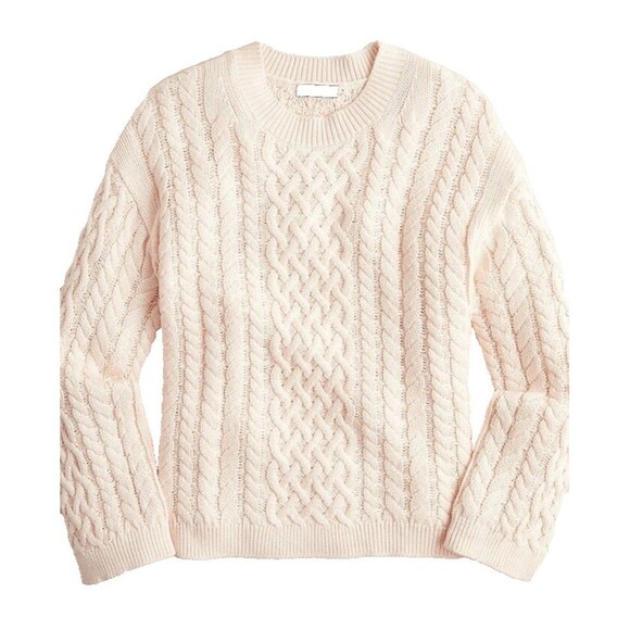 J Crew Cotton/Cashmere  Cable Knit Crewneck Sweater in Cream Col Size XS NEW - Picture 5 of 7